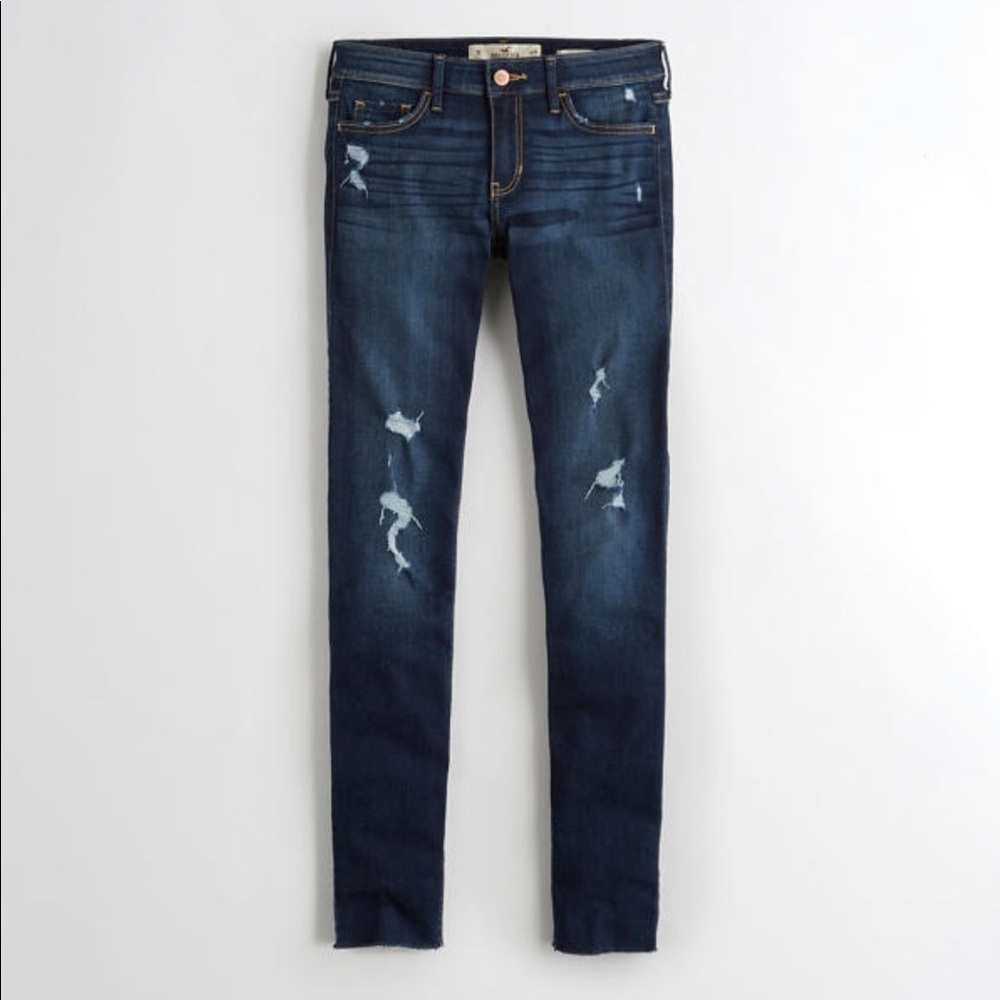 Hollister Super Skinny Jeans Distressed Dark Wash